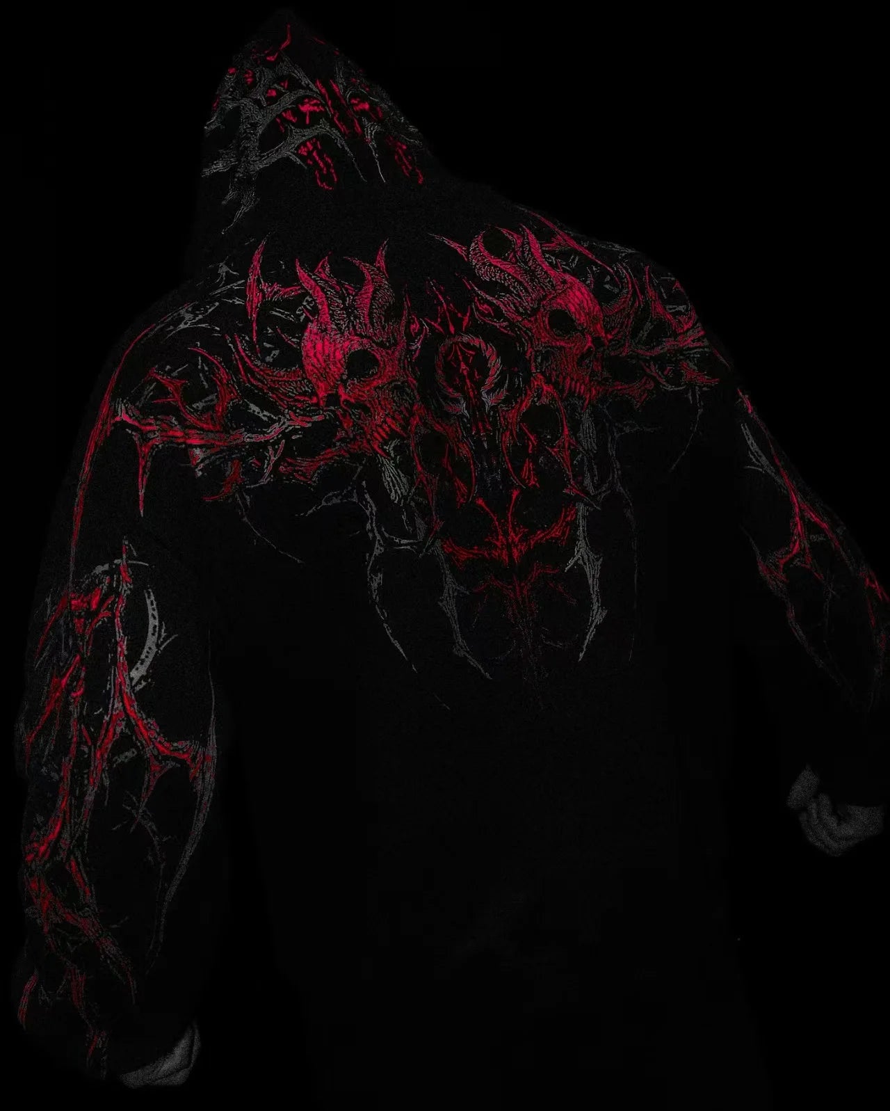 Streetwear Goth Harajuku dark skull men hoodie American top brand personality large pattern clothing fashion loose sweatshirt