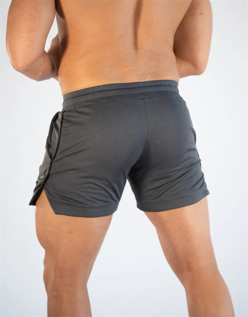Summer thin mesh sports shorts men's breathable trend muscle fitness training three point pants running casual sports shorts
