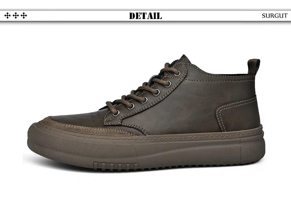 SURGUT Autumn Winter New Luxury Men's Leather Shoes Comfortable Oxford Fashion Walking Shoes Non-slip Rubber Sole Man Shoes