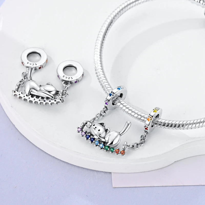 S925 Sterling Silver Owl Squirrel Bear Hedgehog Cute Animal Series Creative Charms Beads Fit Pan Original Bracelets DIY Jewelry