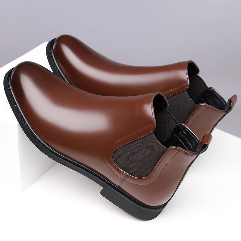 Casual Leather Mens Chelsea Boots Comfortable Male Business Shoes Fashion Men Ankle Boots Classic Outdoor Botas High Top Shoes
