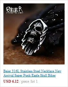 BEIER Wholesale Classic Garden Flower Skull Ring For Man Stainless Steel Man's Punk Style Jewelry BR8-071 US Size Halloween Gift