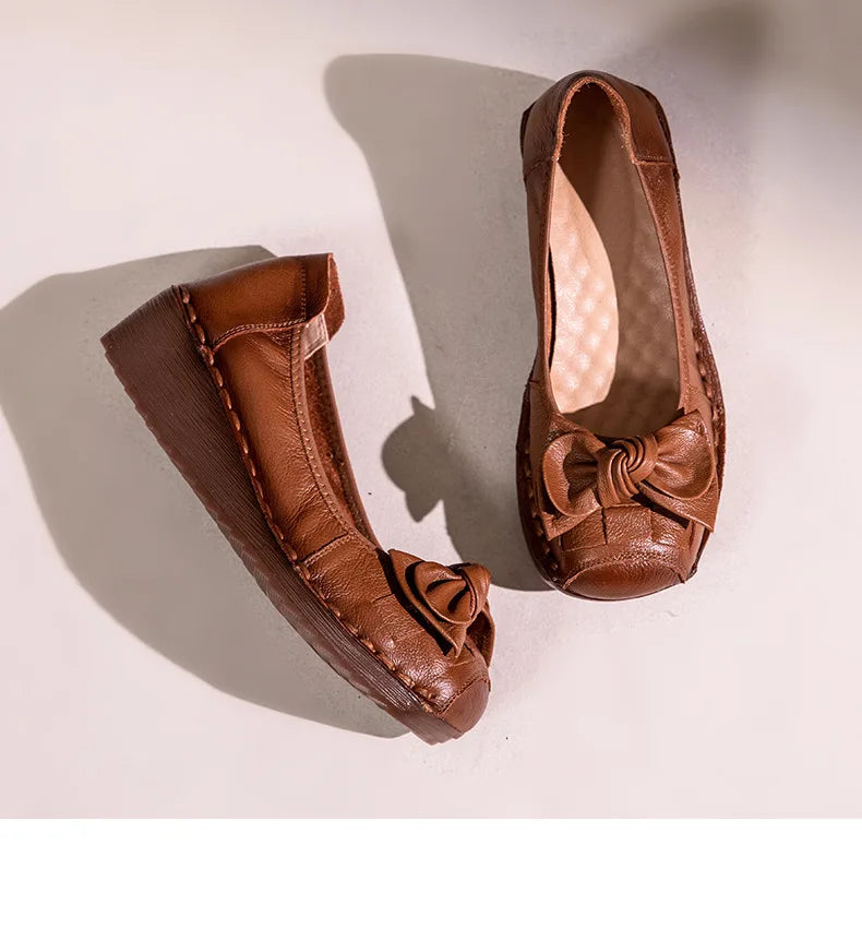 GKTINOO 4cm Weave Genuine Leather Flats Platform Wedge Loafer Women Oxfords Vintage Ethnic Summer Comfy Soft Soled Casual Shoes