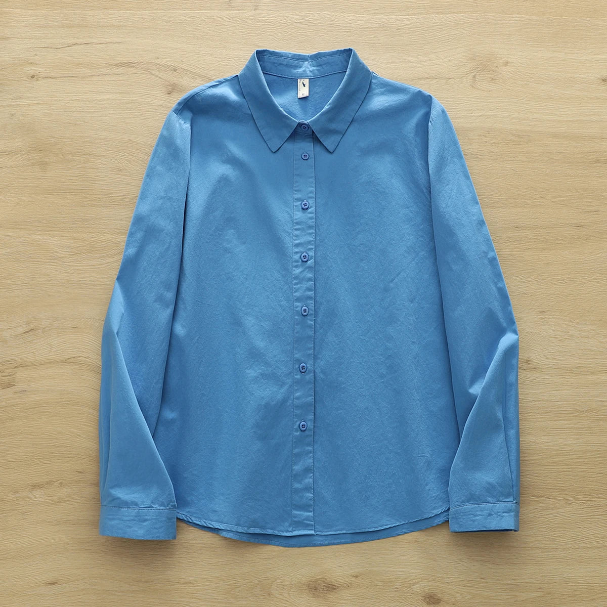 Simple Fine Cotton Casual Shirts Women 2025 New Fresh Lady Solid Color Loose Blouses and Tops Ladies Long Sleeve Shirt Clothing