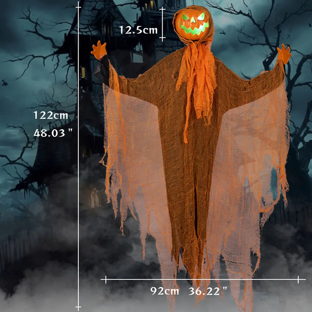1PC Halloween Pumpkin Party Decoration Hanging Head Green Light Rotating Pumpkin Glowing Sound Hanging Prop Courtyard