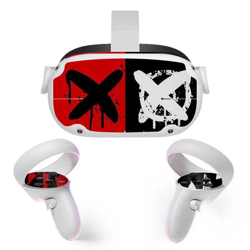Sticker Vinyl Skin for Oculus Quest 2 VR Headset Controller PVC Decals Halloween Pattern Wrap Cover for Meta Quest2 Accessories
