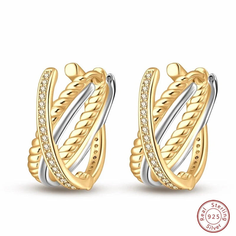New in 925 Silver Color Gold Pearl Bee Irregularity Star Moon Earrings For Women 2024 Trending Fashion Jewelry Birthday Gifts