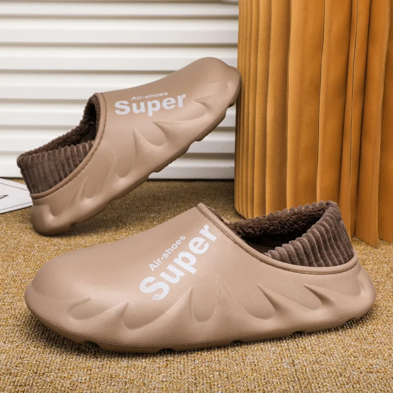 Winter Men Warm Slippers Cotton Slippers Outdoor Indoor Warm Shoes Men's Couple Home Bedroom Plush Slippers Big Size 46 47 48 49