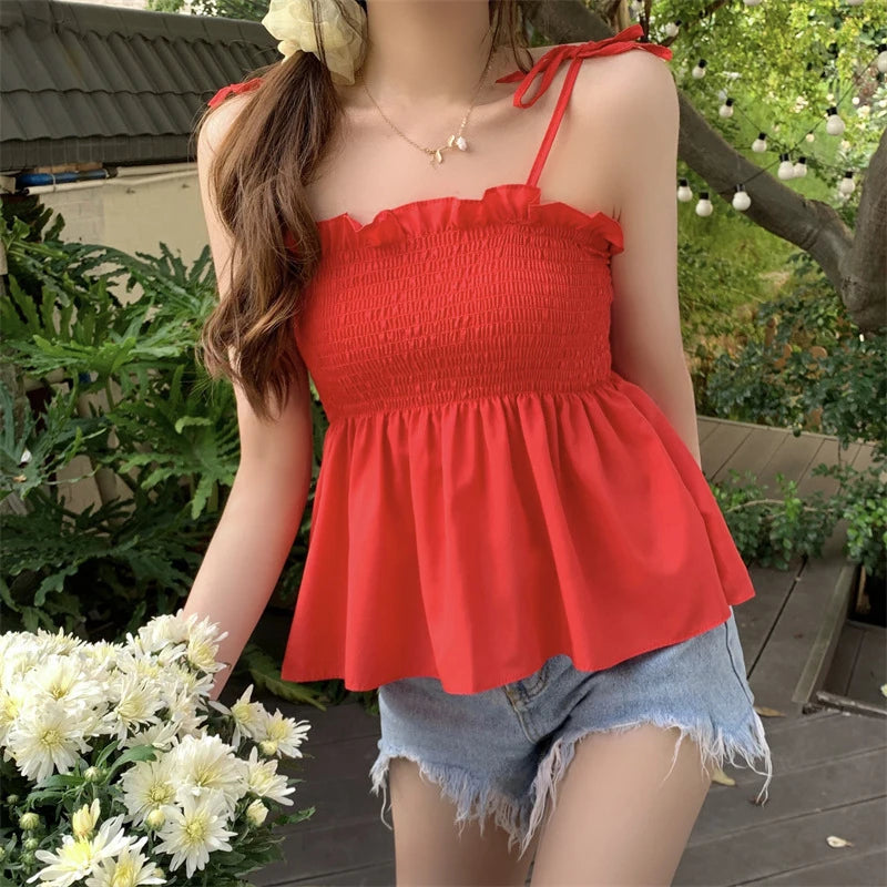 Women Elegant Top Solid Color Fashion Hotsweet Basics Backless Casual Y2k Camis Sexy Clothes