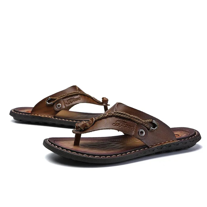 Men Handmade Braided Rope Flip-flops Mixed Colors Low Gang Summer Casual Outdoor Breathable Beach Shoes Non-slip Oxfords Slides