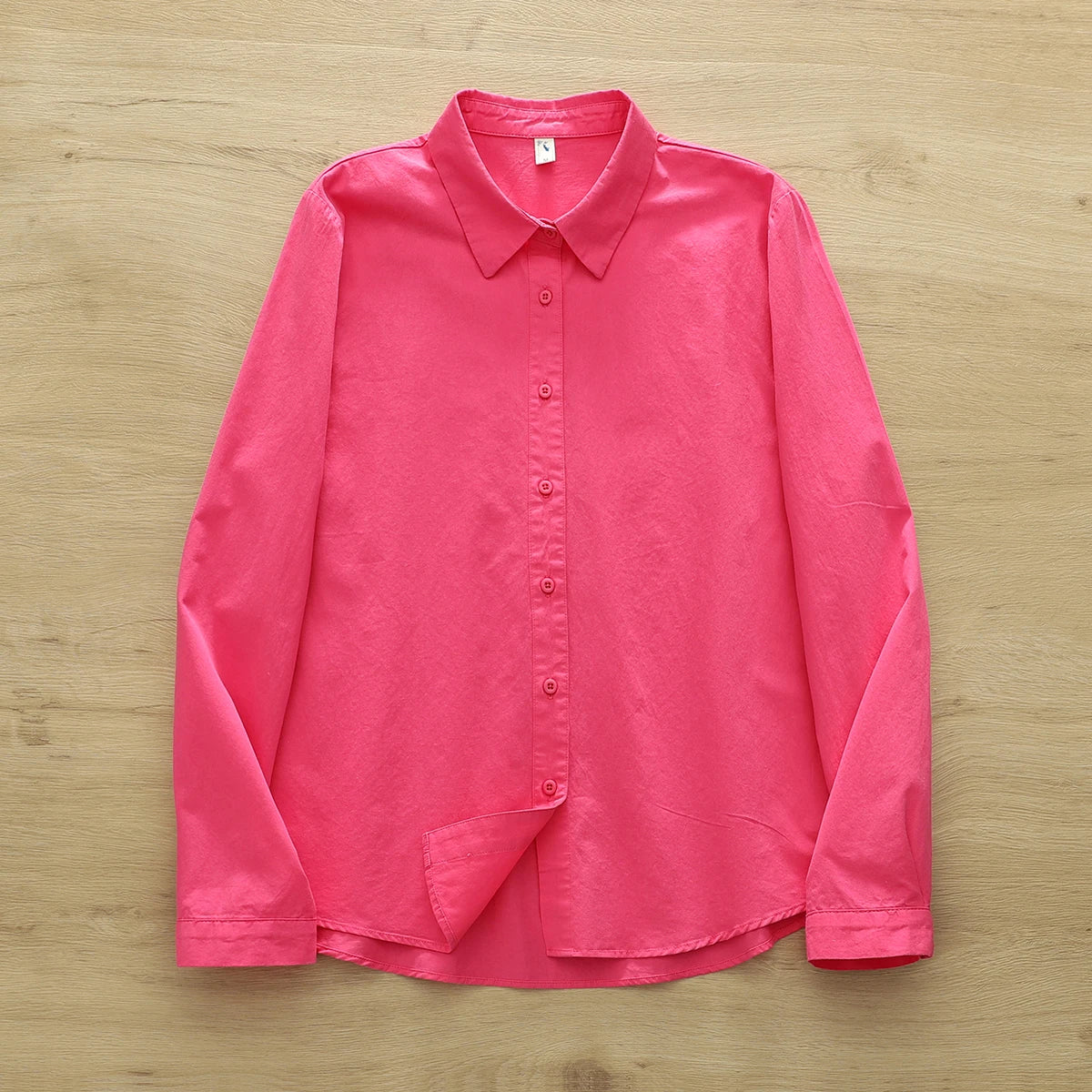 Simple Fine Cotton Casual Shirts Women 2025 New Fresh Lady Solid Color Loose Blouses and Tops Ladies Long Sleeve Shirt Clothing