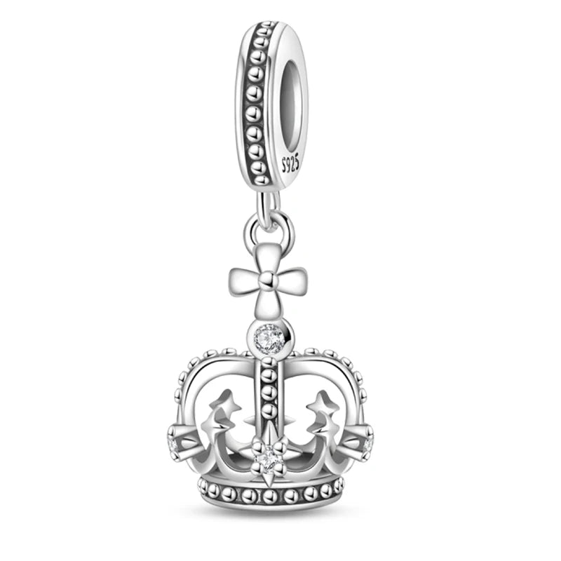 Classic Silver Plated Lotus Guardian Angel Heart-Shaped Zircon Charms Beads Fit Qikaola 925 Original Bracelets DIY Jewelry Gifts