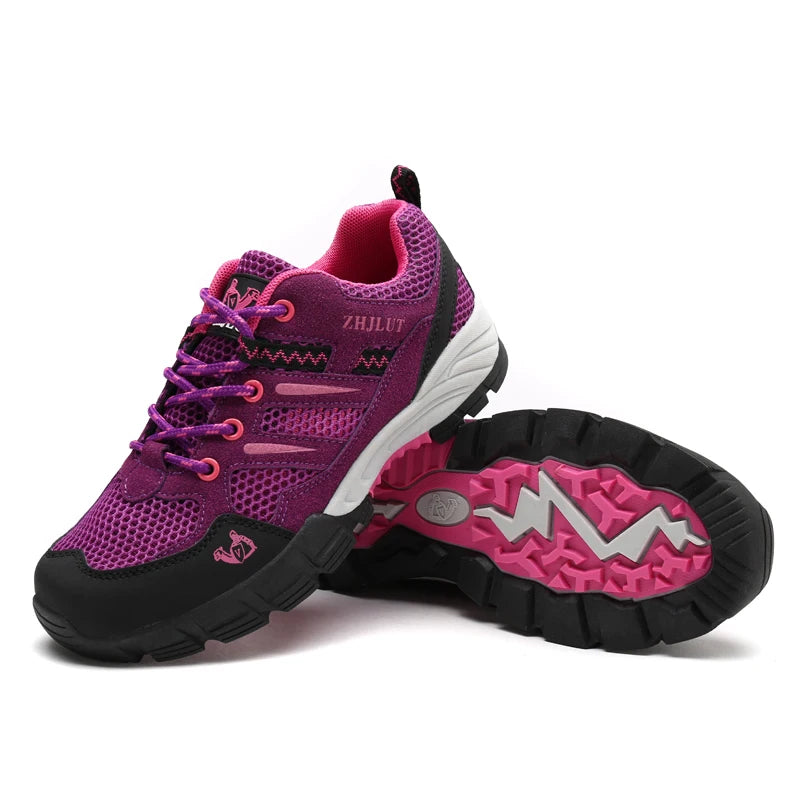 New Summer Men Casual Shoes Outdoor Mesh Sneakers Women Non-slip Lace Up Trekking Footwear Breathable Camping Spring Black Shoes