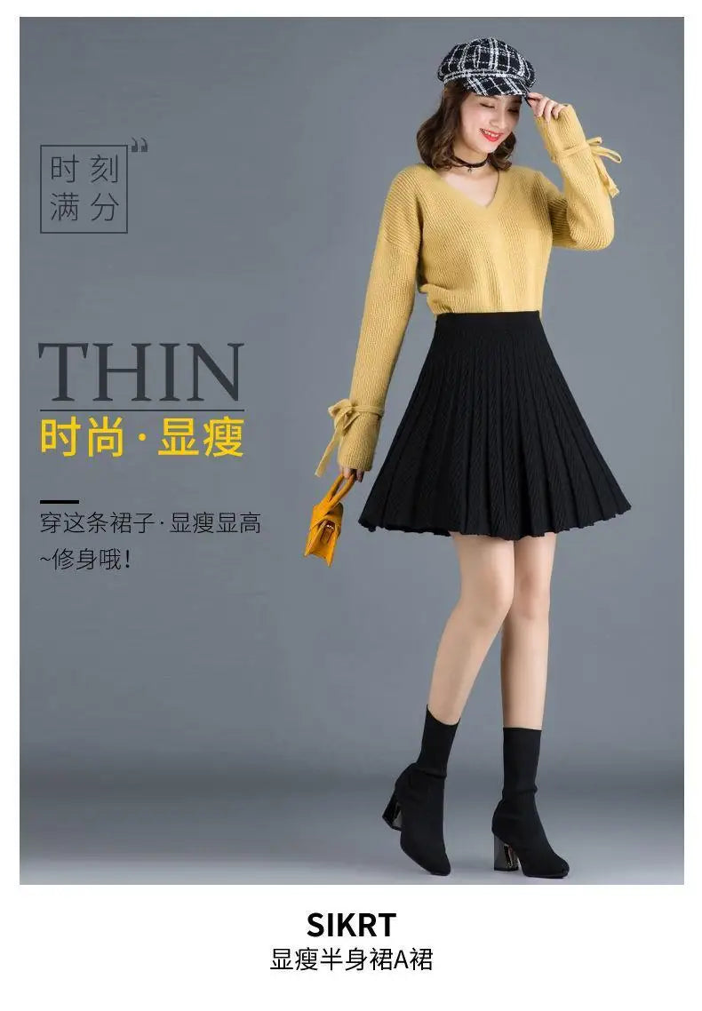 Spring Fashion Korean New Student A-line Half Skirt Women Solid Elastic High Waist Shirring Design Versatile Pleated Half Skirts