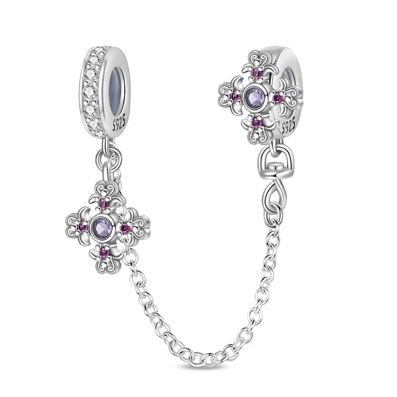 Classic Silver Plated Lotus Guardian Angel Heart-Shaped Zircon Charms Beads Fit Qikaola 925 Original Bracelets DIY Jewelry Gifts