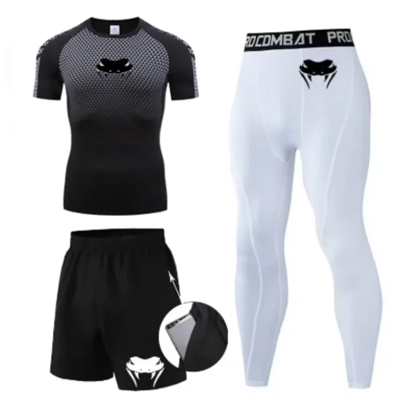 New MMA T-shirts+Pants Set Jiu jitsu Rashguard Men Bjj Muay Thai Jerseys Long Sleeve Boxeo Clothing Gym rshirt Tops Pants Shorts