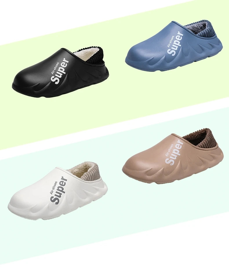 Winter Men Warm Slippers Cotton Slippers Outdoor Indoor Warm Shoes Men's Couple Home Bedroom Plush Slippers Big Size 46 47 48 49