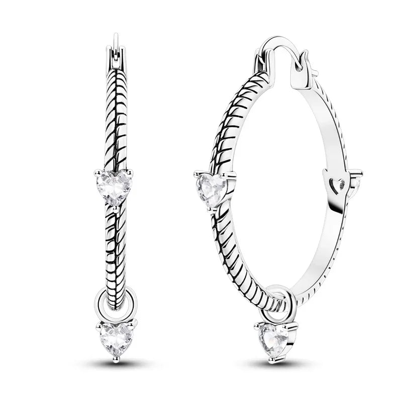 Sparkling Colorful Hoop Earrings 925 Sterling Silver Hypoallergenic Jewelry Embellished With Zircon Elegant Luxury Style Female