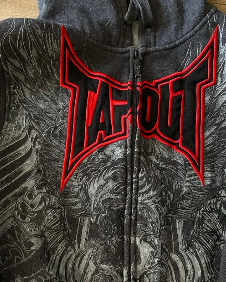American Hip Hop letter Tapout Zipper Hoodie Super Dalian Hoodie Y2K Sweatshirt Men And Women Printed Embroidered Street Clothes