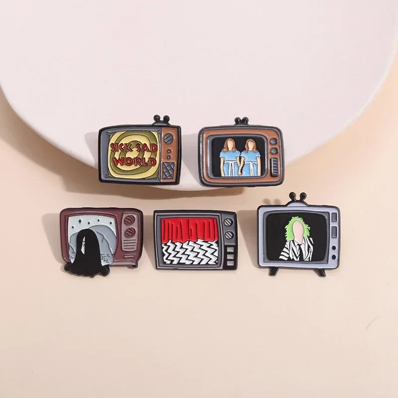 Horror Movie TV Set Enamel Pins Custom Punk Halloween Film Television Badge Lapel Sick Sad World Brooch Backpack Jewelry