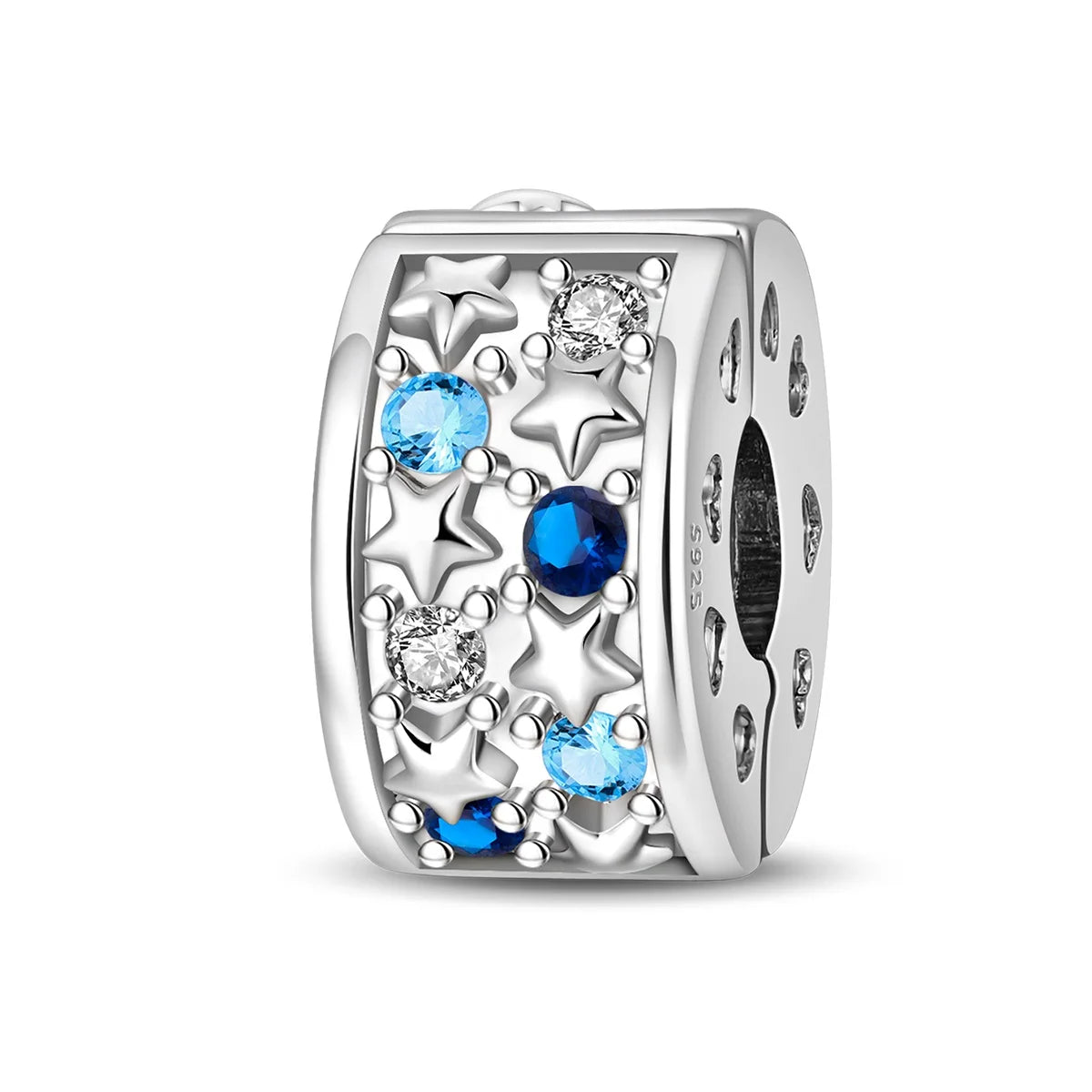 New 925 Sterling Silver Gradient Blue Four-leaf Clover Pink Iris Charm Fit Original Bracelet DIY Jewelry Accessories Beads