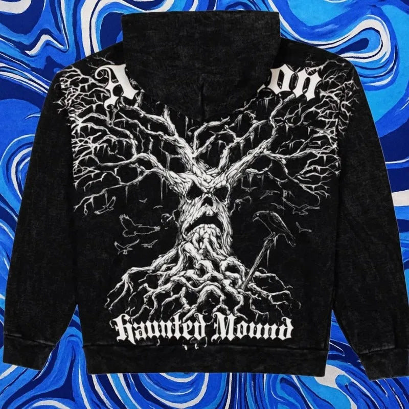 American New Fashion Oversized Print Zipper Hoodie Women Y2K Gothic Harajuku Hip-hop Popular Casual Joker Hoodies Tops