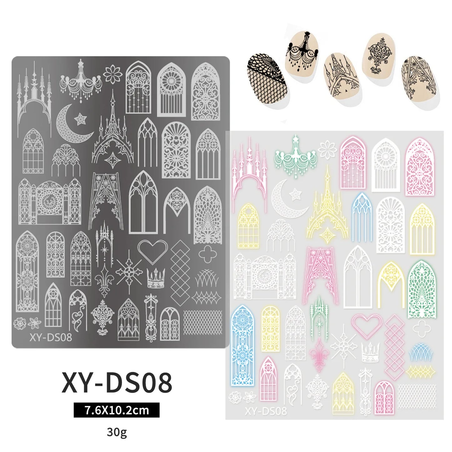 Halloween Nail Stamping Plates Nail Art Templates Printing Rose Leaves Moon Butterfly French Nails Image Stainless Stencil Tool