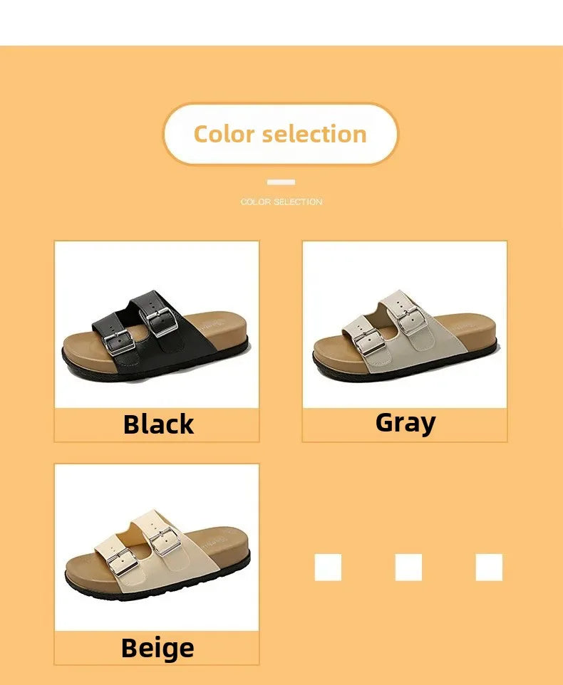 Women's Belted Sandals Roman Style PVC Material Open Toe Metal Decorated Flat Heels Spring Summer Outdoor Wear Fashionable Versa