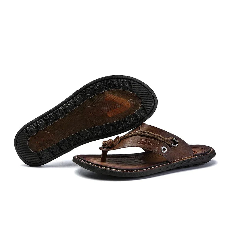 Men Handmade Braided Rope Flip-flops Mixed Colors Low Gang Summer Casual Outdoor Breathable Beach Shoes Non-slip Oxfords Slides