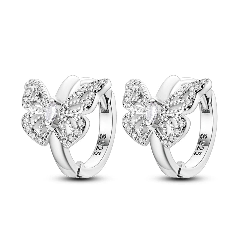 925 Sterling Silver Colored Zirconium Stars Hoop Earrings For Women Jewelry Anniversary WeddingMaking Jewelry Gift