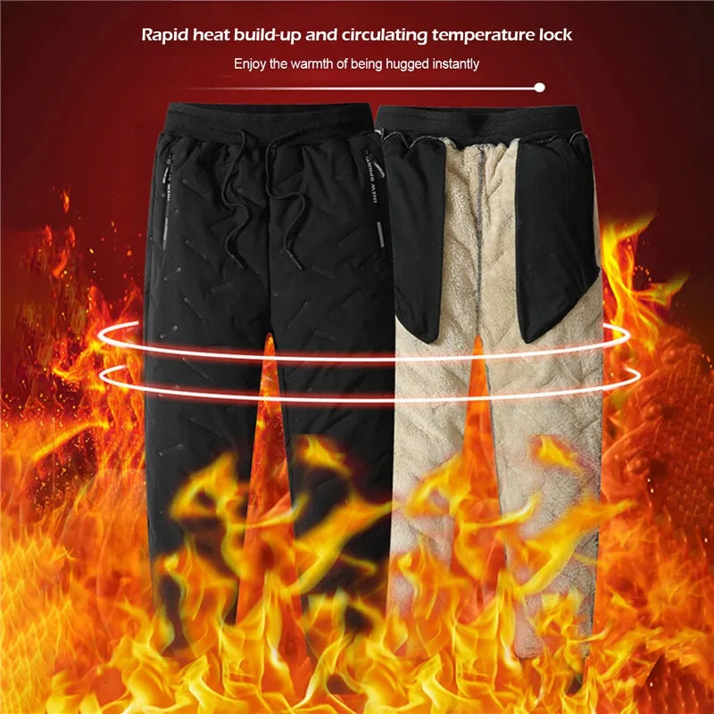 Clearance_Winter Sweatwear Men Plush Thick Fleece Sweatpant Lambswool Thermal Trousers Casual Pants Waterproof Windproof Warm Co
