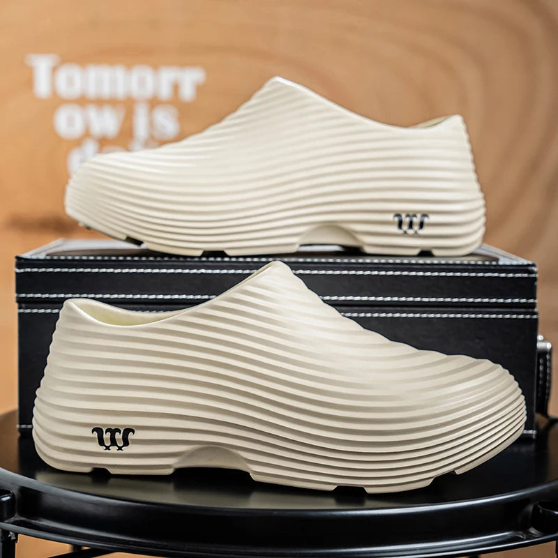 Waterproof Rubber Sandals Soft Comfort Kitchen Chef Shoes for Men Summer Beach Shoes Yacht Outdoor Casual Camping River Creek