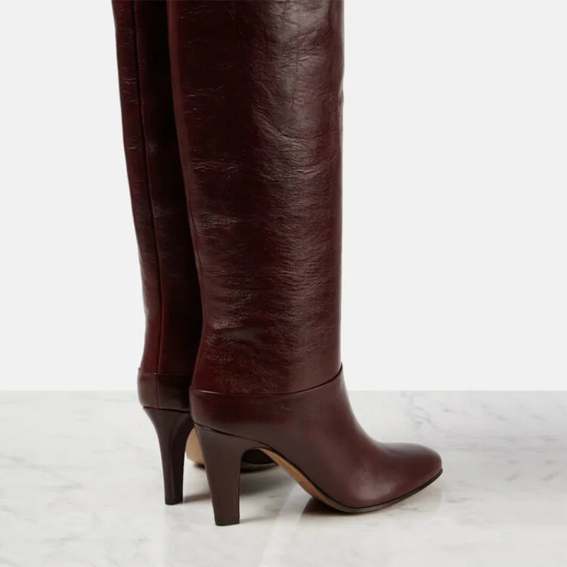 High Quality Solid Color Women's Over-the-knee Boots Pointed Toe High Heel Female Banquet And Runway Long Boots Ladies Shoes