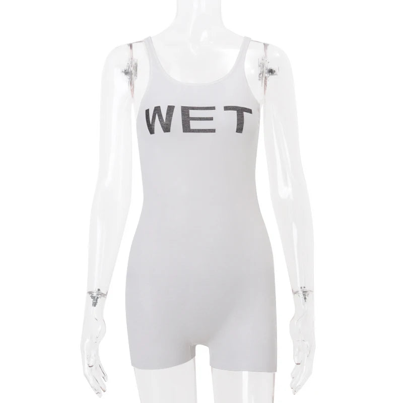 Candyhot Sexy Y2K Print Perspective Bodysuit Summer Casual Slim Fit Perspective Sleeveless Bodycon Fashion Club Party Jumpsuit