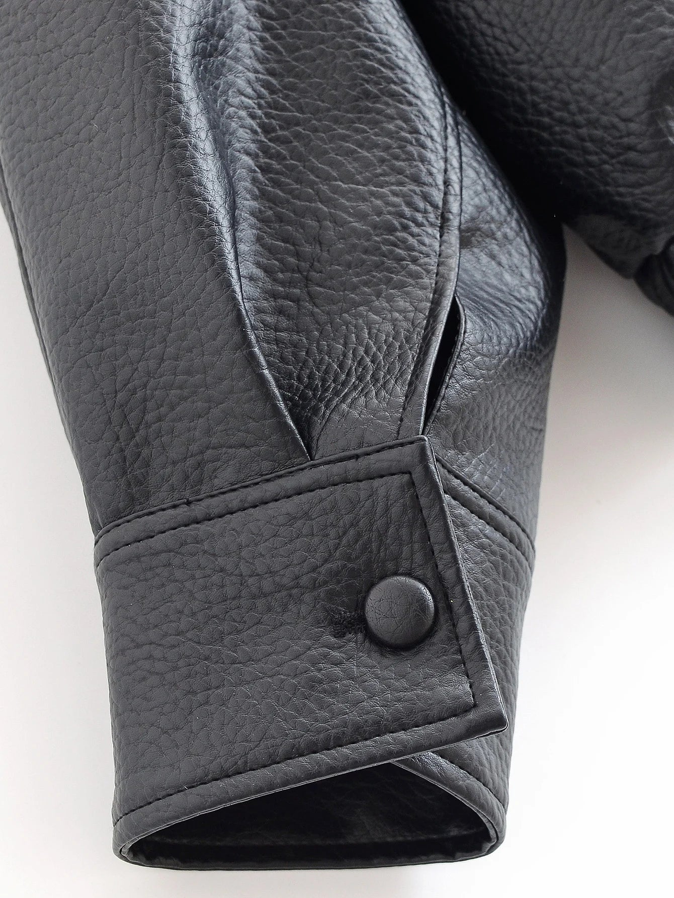 HH 2025 Autumn Women Pu Leather Jacket Vintage Solid Loose Long Sleeve Zipper Turtleneck Coat Casual Office Lady Outerwear