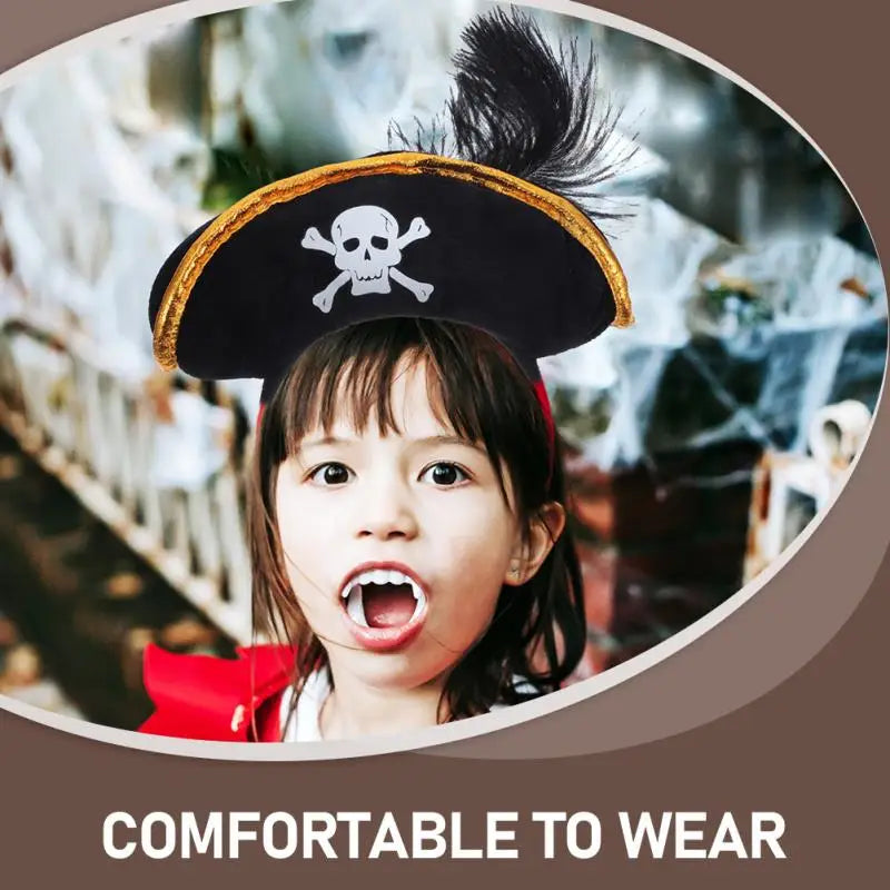 2 Pcs Pirate Captain Skull Hair Hoop Halloween Headdress Party Supplies Role Playing Cosplay Accessories Lightweight Reusable