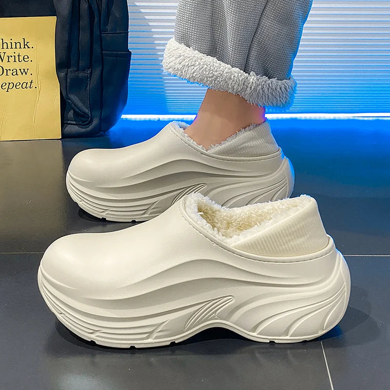 Unisex Home Slipper 2024 New Winter Waterproof EVA Slippers Plush Warm Lining Man House Warm Clogs High Quality Women Shoe