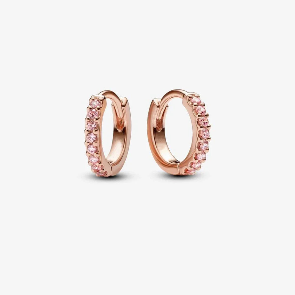 Sparkling Colorful Hoop Earrings 925 Sterling Silver Hypoallergenic Jewelry Embellished With Zircon Elegant Luxury Style Female