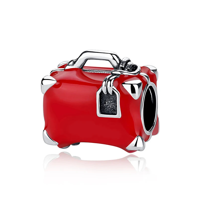 Original 925 Sterling Silver Charms Camera Suitcase London Bus Love Heart Beads Fit Bracelets Necklaces DIY Jewelry Women