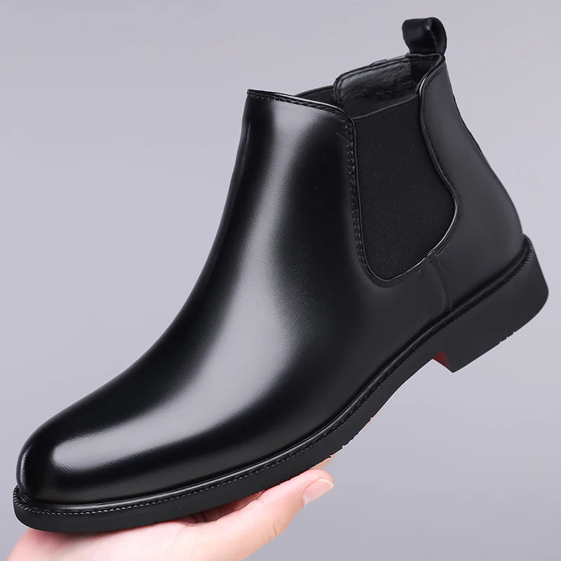 Casual Leather Mens Chelsea Boots Comfortable Male Business Shoes Fashion Men Ankle Boots Classic Outdoor Botas High Top Shoes