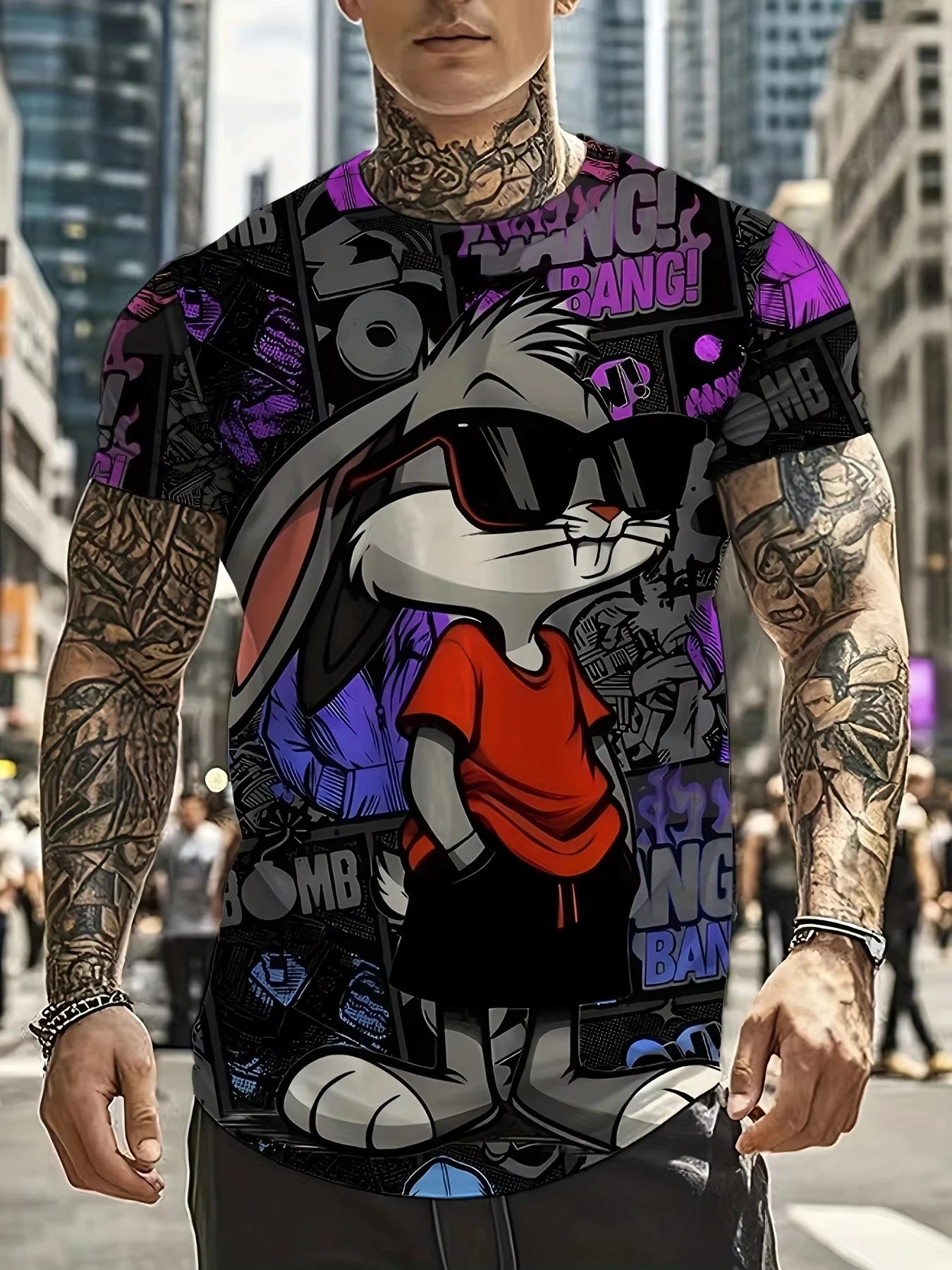 Cartoon Bugs Bunny Printed T-shirt Men Women Summer Funny Rabbit Short Sleeved Casual T Shirts Unisex Men‘s O-neck Tops Tees