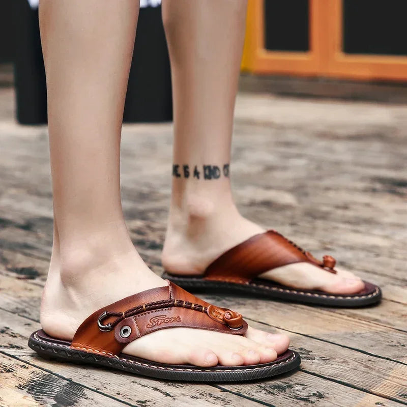 Men Handmade Braided Rope Flip-flops Mixed Colors Low Gang Summer Casual Outdoor Breathable Beach Shoes Non-slip Oxfords Slides