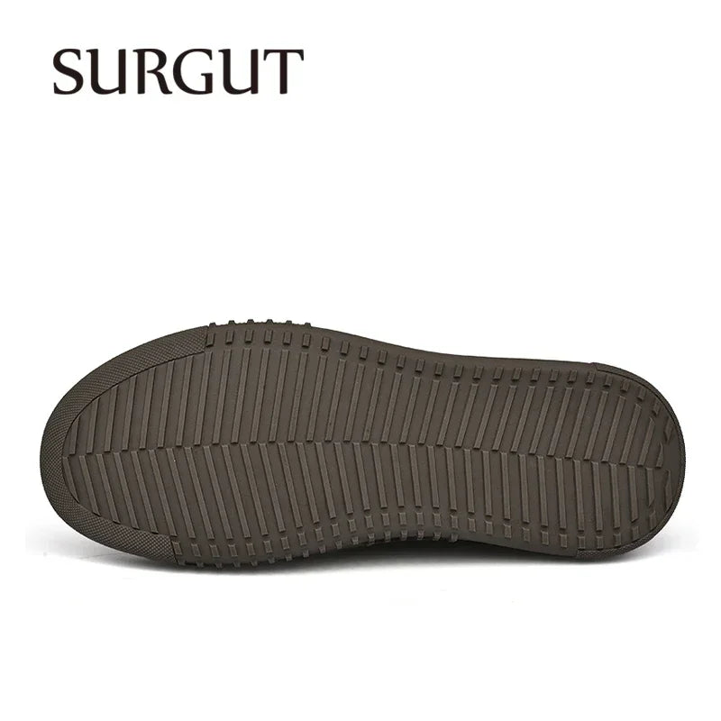 SURGUT Autumn Winter New Luxury Men's Leather Shoes Comfortable Oxford Fashion Walking Shoes Non-slip Rubber Sole Man Shoes