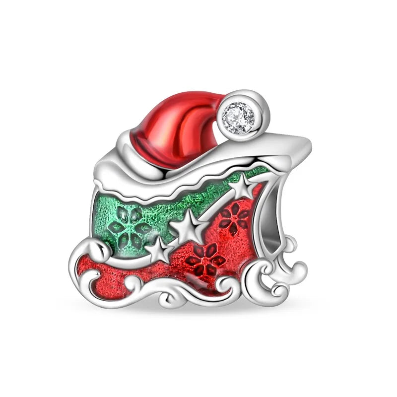New Fireplace Snowman Sweater Sweet Romantic Christmas Winter Theme Charms Beads Fit Pan 925 Original Bracelets DIY Fine Jewelry