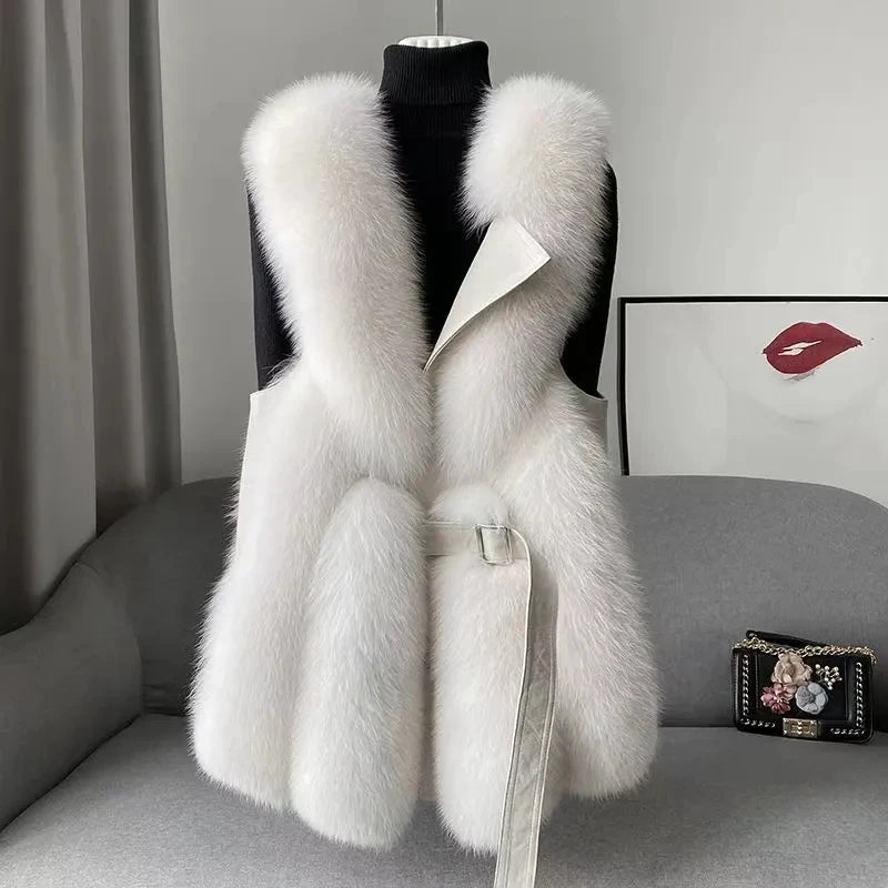 New High imitation fox fur vest for Women Slim Versatile High-end Fashion Young Warm Sleeveless Coat 2025 Autumn/Winter New