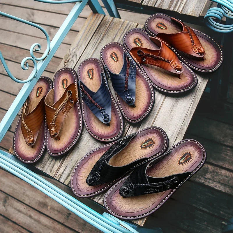 Men Handmade Braided Rope Flip-flops Mixed Colors Low Gang Summer Casual Outdoor Breathable Beach Shoes Non-slip Oxfords Slides