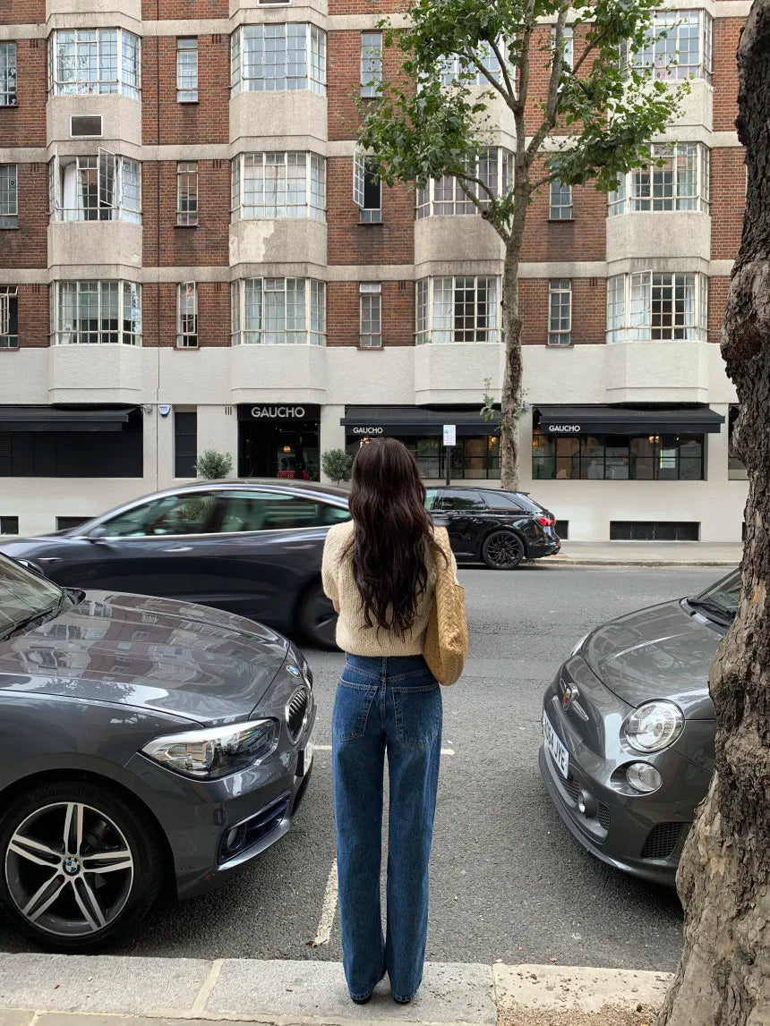 Chic Vintage Heavyweight Knitted Loose ort Sve Striped Sweater for Women Summer Collection oulder Sve