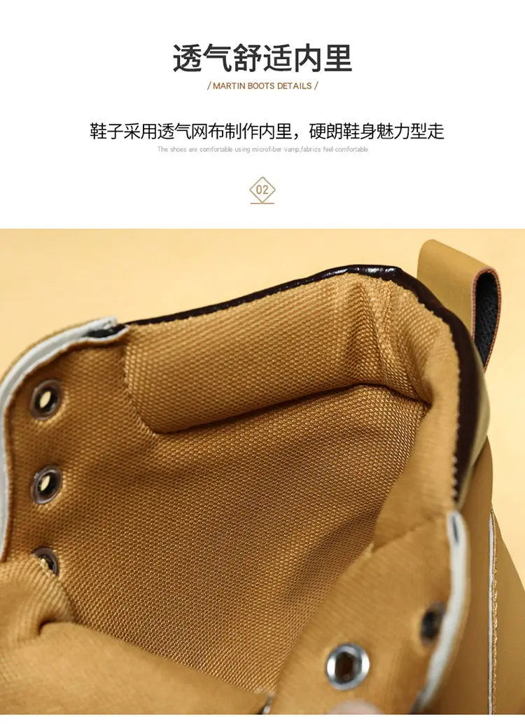 2025*High Top Boots Men's Leather Shoes Fashion Motorcycle Ankle Boots for Men Winter Boots Man Shoes Lace-Up Botas Hombre