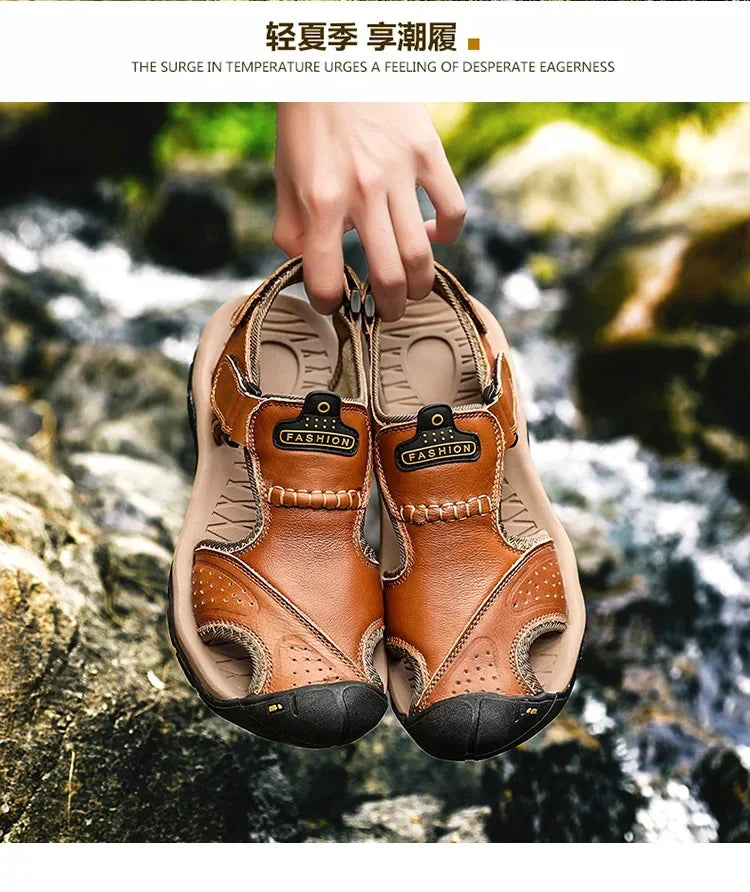 2024 New Man's shoes Genuine Leather Men Sandals Summer Men's Shoes Outdoor Water Shoes Leather Sandals For Men