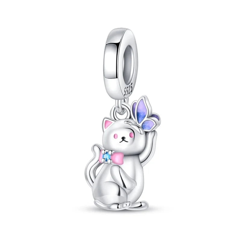 S925 Sterling Silver Owl Squirrel Bear Hedgehog Cute Animal Series Creative Charms Beads Fit Pan Original Bracelets DIY Jewelry